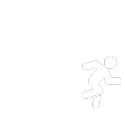 Triathlon icon: A stylized representation of a swimmer, cyclist, and runner in a circular design.
